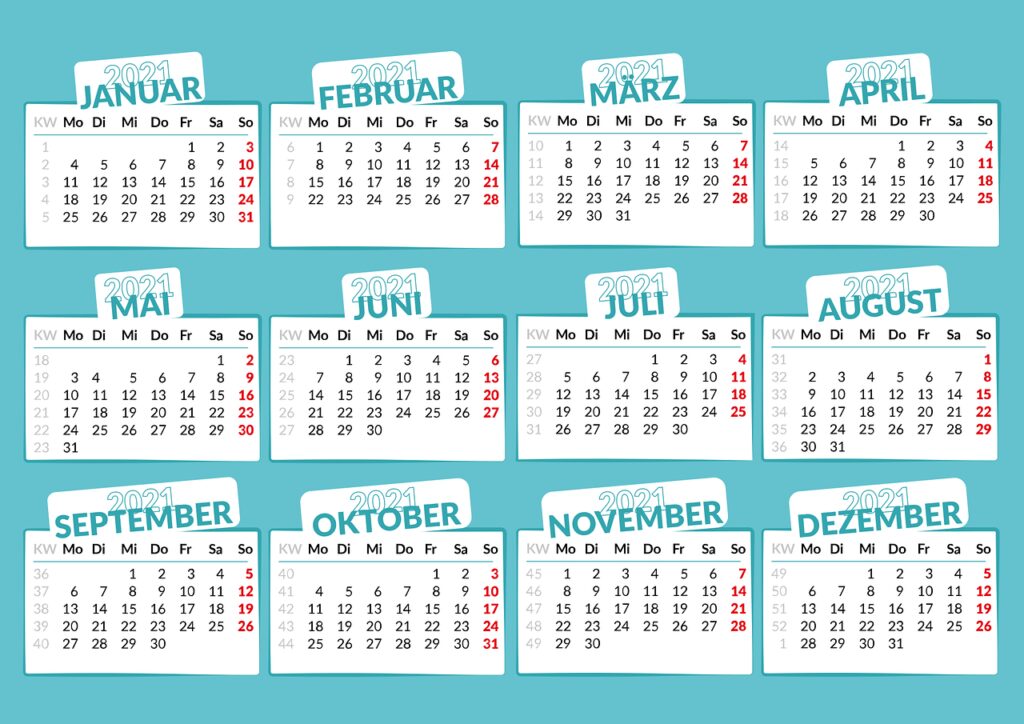 calendar, 2021, months