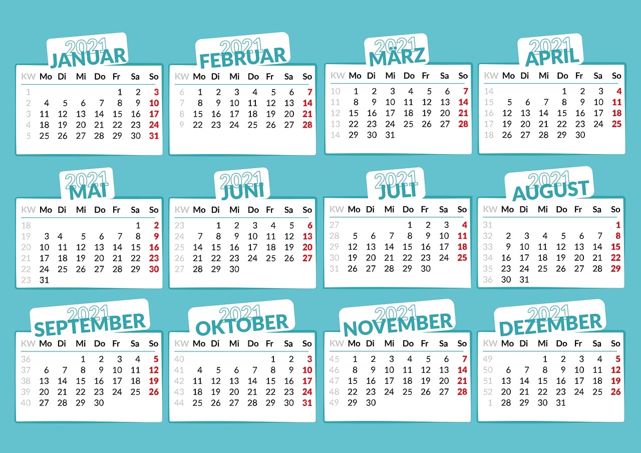 calendar, 2021, months